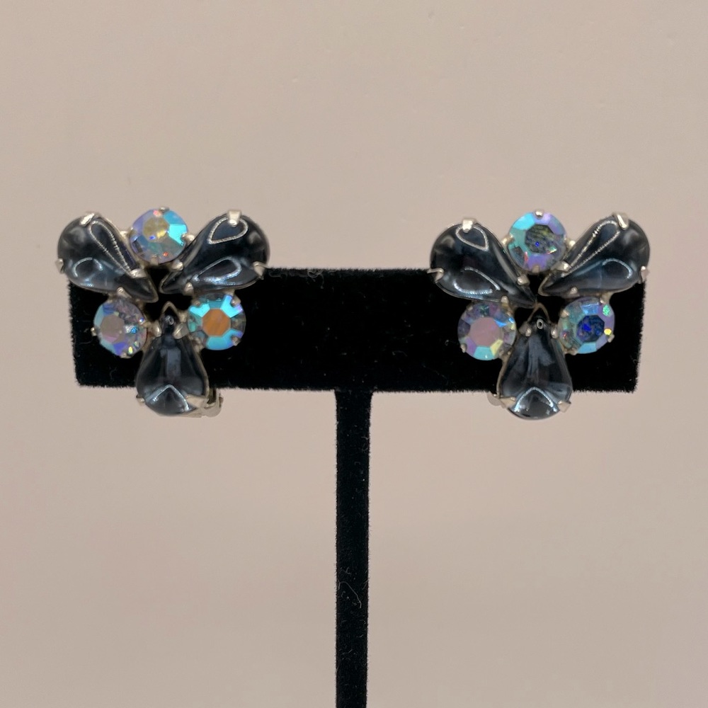 ALBERT WEISS Vintage Crystal Brooch and Clip-On Earring Set SIGNED - Picture 9 of 14